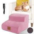 Alopini - Hundetreppe für Kleine Hunde, Hundetreppe 2 Schichten, Abnehmbar Tragbar Haustiertreppe für Sofa, One Size, Pink