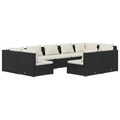 vidaXL 9-tlg. Garten-Lounge-Set mit Kissen Schwarz Poly Rattan