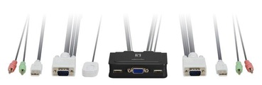 2-Port-Kabel-KVM-Switch, VGA, USB, Audio