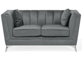 Beliani 2-Sitzer Sofa Samtstoff grau GAULA