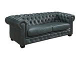 Chesterfield Ledersofa 3-Sitzer - Büffelleder - Graugrün - BRENTON Chesterfield Ledersofa 3-Sitzer - Büffelleder - Graugrün - BRENTON