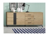 Sideboard PORTLAND 3 Schubladen 3 Türen Eiche Sideboard PORTLAND 3 Schubladen 3 Türen Eiche