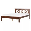 Beliani - Bett mit Lattenrost aus Kiefernholz Klassisch TANNAY, 140x200 cm, Braun Leder