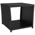 vidaXL, vidaXL Beistelltisch mit Glasplatte Schwarz Poly Rattan & Hartglas