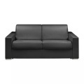 LINEA SOFA - Schlafsofa mit Matratze 3-Sitzer Kunstleder - Schwarz - Liegefläche: 140 cm - Matratzenhöhe: 18 cm mit Memory Schaum - CALITO, One Size