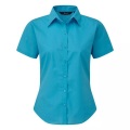 Kurzarm Popeline Bluse Arbeitshemd Damen Türkisblau 50