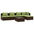 vidaXL 6-tlg. Garten-Lounge-Set mit Kissen Poly Rattan Braun