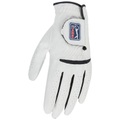 PGA Tour, Bestickt Linkshänder Golfhandschuh, Synthetischer Stoff Logo Unisex Weiss M