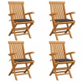 vidaXL Gartenstühle mit Anthrazit Kissen 4 Stk. Massivholz Teak