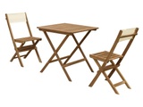 Garten Essgruppe Akazie: Tisch & 2 Gartenstühle stapelbar - Weiß & Holzfarbe - ASINARA Garten Essgruppe Akazie: Tisch & 2 Gartenstühle stapelbar - Weiß & Holzfarbe - ASINARA