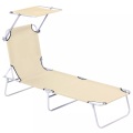 Northio, Northio - Sonnenliege Gartenliege Wellnessliege Strandliege klappbar mit Sonnenschutz Beige 187 x 58 36 cm, One Size