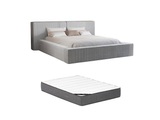 Bett mit Bettkasten + Matratze - 180 x 200 cm - Cord - Hell - TIMANO Bett mit Bettkasten + Matratze - 180 x 200 cm - Cord - Hell - TIMANO