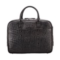 Maxwell Scott Calvino Croco - Mock Croc Leder Aktentasche in Schwarz