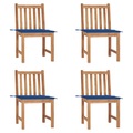 vidaXL Gartenstühle 4 Stk. mit Kissen Massivholz Teak