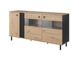 Vente-unique, Sideboard mit LEDs - MDF & Metall - Naturfarben & Schwarz - SABIA Sideboard mit LEDs - MDF & Metall - Naturfarben & Schwarz - SABIA