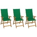 vidaXL Klappbare Gartenstühle 3 Stk. mit Auflagen Massivholz Akazie