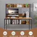 B2X - Computertisch mit Ablage & Bücherregal & Verstellbaren Fußpads Schreibtisch Arbeitstisch Kaffee, 120 x 55 cm