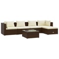 vidaXL 6-tlg. Garten-Lounge-Set mit Kissen Poly Rattan Braun