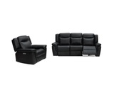 Couchgarnitur Leder mit elektrischer Relaxfunktion 3+1 - Schwarz - KENNETH Couchgarnitur Leder mit elektrischer Relaxfunktion 3+1 - Schwarz - KENNETH