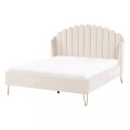 Beliani, Beliani - Bett mit Lattenrost aus Samtstoff Retro AMBILLOU, 140x200 cm, Baumnuss