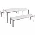 Gartenmöbel Set Polywood weiss 2 Bänke N