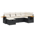 vidaXL 6-tlg. Garten-Sofagarnitur mit Kissen Schwarz Poly Rattan