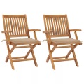 vidaXL Gartenstühle 2 Stk. mit Beige Kissen Teak Massivholz