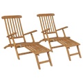 vidaXL Liegestühle mit Fußteil 2 Stk. Teak Massivholz