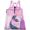 Only-bags.store - Rucksack Kinder Wasserdichte Turnbeutel String Sport Schule Strand Reisen Schwimmen mit Reißverschluss Tasche Wasser, One Size, Violett Bedruckt