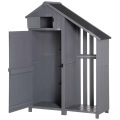 Northio, Northio - Gartenschrank Holz Geräteschuppen Gartenhaus Geräteschrank Holzhütte Giebeldach Grau+Schwarz 129 x 51,5 180 cm, One Size