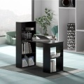 B2X - Schreibtisch mit Bücherregal Computertisch mit 6 Regalen PC-Tisch mit Regal Bürotisch Schwarz, One Size