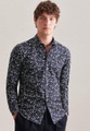 Casual Hemd Regular Fit Langarm Druck Herren Dunkelblau L