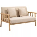 Northio - 2 Sitzer Sofa Couch 2 Lendenkissen Gepolstert Holzrahmen Leinenoptik Doppelsofa Kleine Räume Beige, 120X74CM