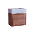 Badunterschrank aus massivem Teakholz und Marmor creme Basic Badunterschrank aus massivem Teakholz und Marmor creme Basic