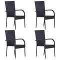 vidaXL Stapelbare Gartenstühle 4 Stk. Poly Rattan Schwarz