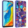 Huawei P30 Lite Hardcase Hülle PU Case Floral Blau (51993074)