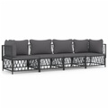 vidaXL 4-tlg. Garten-Lounge-Set mit Kissen Anthrazit Stahl