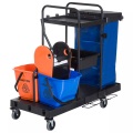 Northio - Reinigungswagen Putzwagen mit 4 Rollen, Systemwagen für professionelle Reinigung, Schwarz/Blau/Orange, 111x63,3x103cm