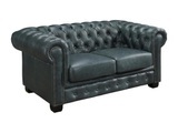 Chesterfield Ledersofa 2-Sitzer - Büffelleder - Graugrün - BRENTON Chesterfield Ledersofa 2-Sitzer - Büffelleder - Graugrün - BRENTON