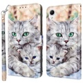 Galaxy A23e - Etui Glitzer Effekt Katzen