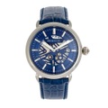 Heritor - Automatik-Lederarmbanduhr Mattias - Silber und Blau