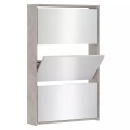 vidaXL Schuhschrank mit Spiegel 3 Fächer Betongrau 63x17x102,5 cm