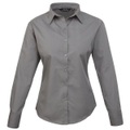 Popeline Bluse Arbeitshemd Damen Grau 36