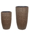 Set Mit 2 Blumentöpfen Aus Pe Rattan Rustikal Cedrus Unisex Erdbraun ONE SIZE
