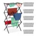 B2X - Zusammenklappbarer Kleiderbügel mit 50 Clips, 35X58CM