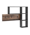 FMD Wandgarderobe 4 Offene Fächer Anthrazit und Dunkelbraun