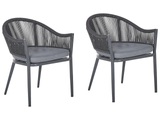 Beliani Gartenstuhl Aluminium / Flechtseil grau 2er Set Mileto