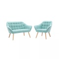 Sofa 2Sitzer + Sessel Stoff Hellgrün CASERTA Sofa 2Sitzer + Sessel Stoff Hellgrün CASERTA