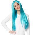 TecTake, Perücke Lange Haare glatt Türkisblau