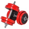 Northio - Hantelset 20Kgs 2-In-1 Hanteln & Langhanteln, Verstellbar, Rot+Schwarz, 21,5X21,5X3,8Cm, Für Zuhause Fitness & Muskeltraining, 20kg